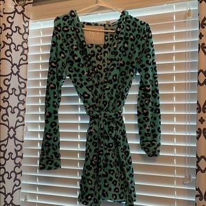 Teal Leopard Print Fluffy Robe